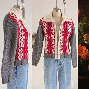 90s Wool Fair Isle Vintage Zip-Up Cardigan